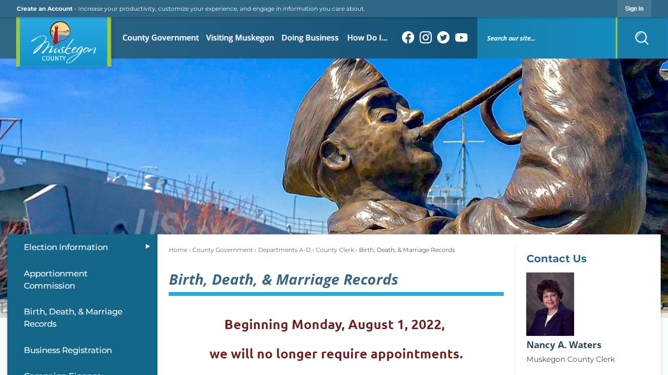 Birth, Death, & Marriage Records | Muskegon County, MI