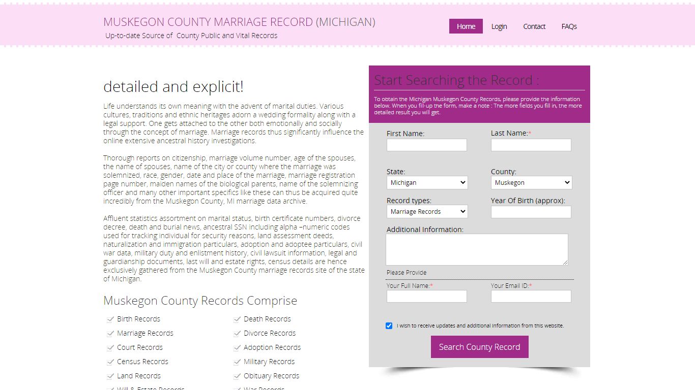 Public Marriage Records - Muskegon County, Michigan